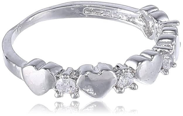 Dazzling 'Heart Full of Love' Valentine Rhodium Plated Ring for Women(R80380_10)