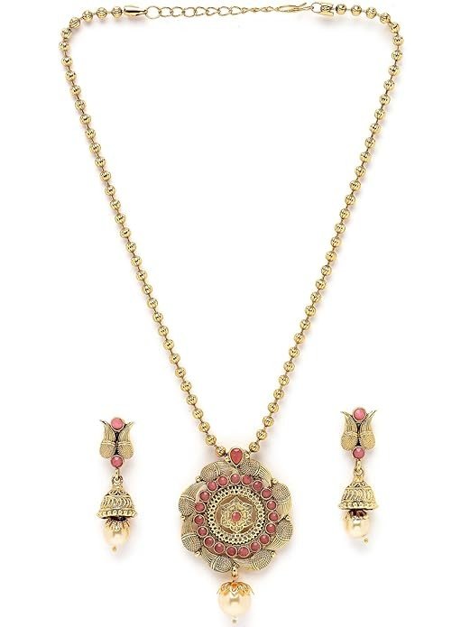 Sukkhi Eye-Catching Pink Gold Stone Multistring Long Necklace Set And Earring | Jewellery Set For Women (NS105686) 3.2 3.2 out of 5 stars    27 ratings | Search this page