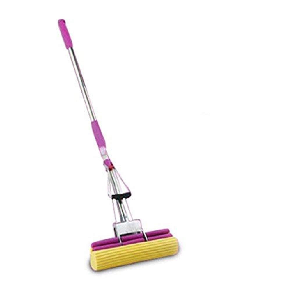 SmartGadgets Sponge Absorber Quick Cleaning Mop with Squeezing Technology Adjustable Handle Kitchen Bathroom Cleaner, Standard Size