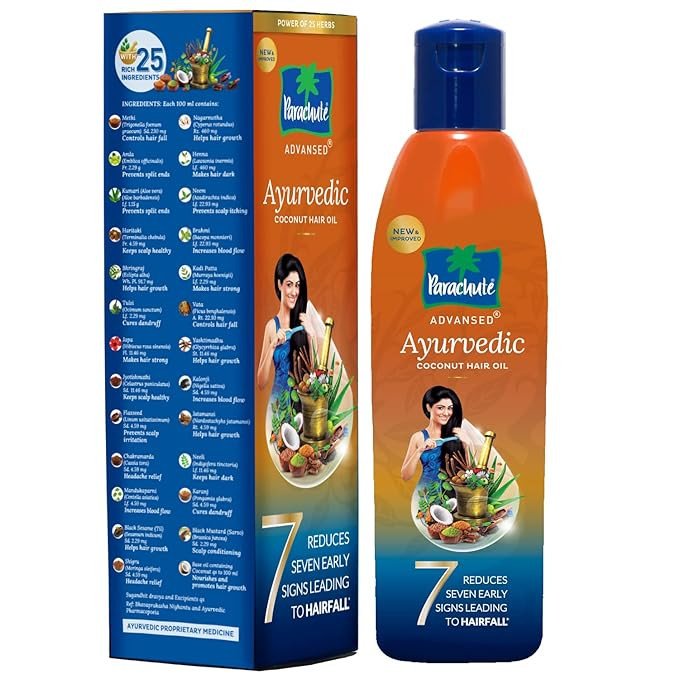 Parachute Advansed Ayurvedic Coconut Hair Oil With Neem, Amla, Bhringraj & 22 Natural Herbs - 400ml | Reduces Dandruff, Thinning & Prevents Hairfall