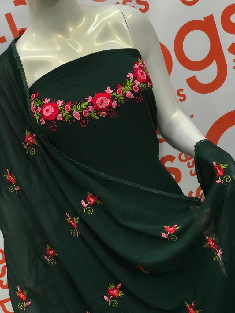Classy Threads Collectionzz Women Attractive Stylish Georgette Embroidered Churidar Material - Multicolour | Churidar Set Material