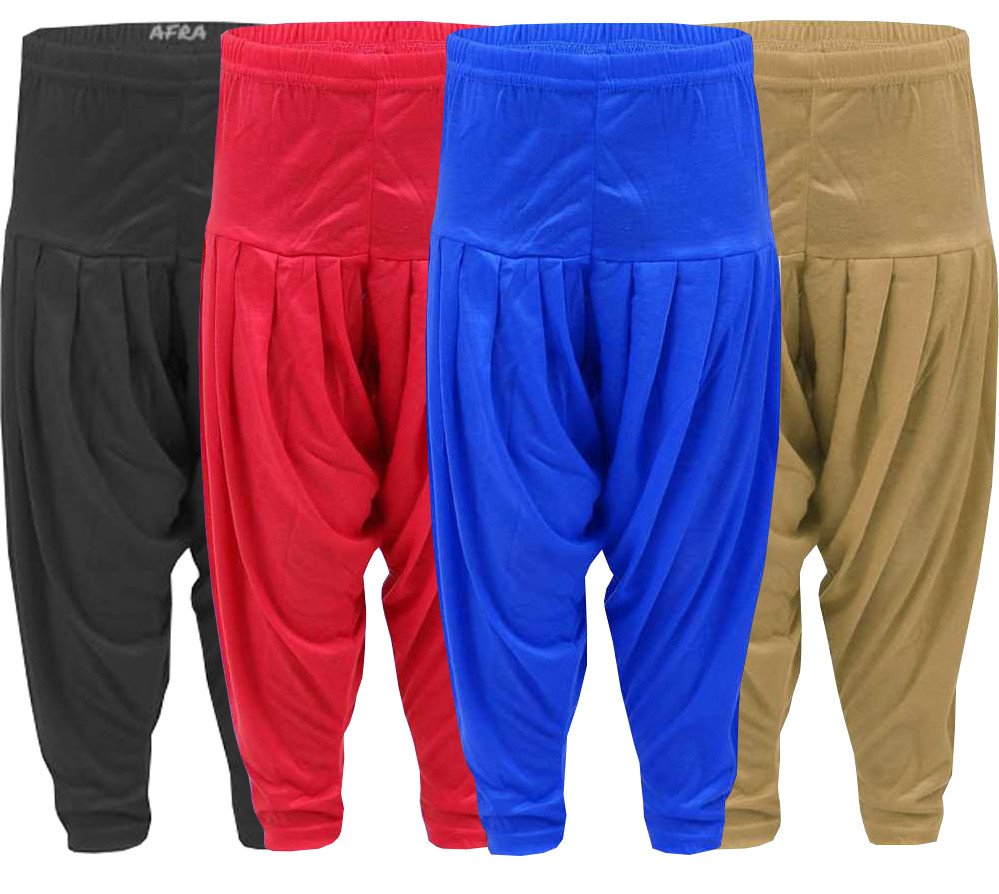 AFRA Garments Kid's Attractive Viscose Plain Patiala Pants Combo Pack of 4 (Multi-coloured) | Dhoti | Patiala Pants (4 in 1)