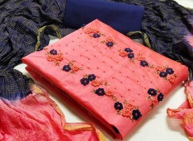 JKD Chanderi Cotton Work  Churidar Dress material