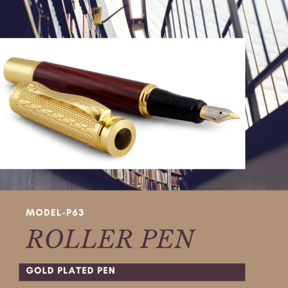 EHP Hayman Dikawen 24 CT Gold Plated Fountain Pen With Box (P-63)
