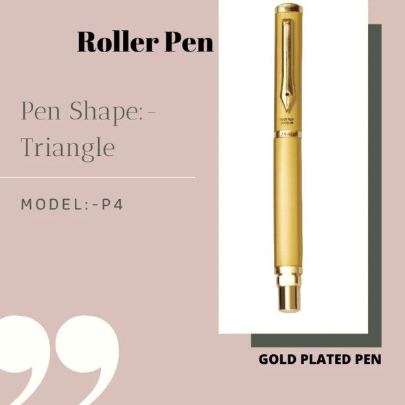 EHP Hayman Picasso Parri 24 CT Gold Plated Triangle Roller Pen with Gift Box (P-4)