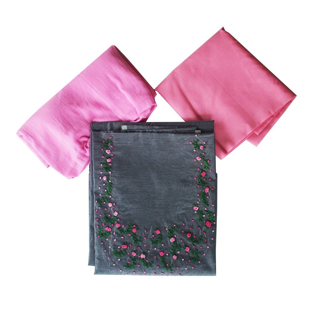 Pleasing Churidar material, full set, Chantheri Silk top, Cotton bottom, Shiffon shall