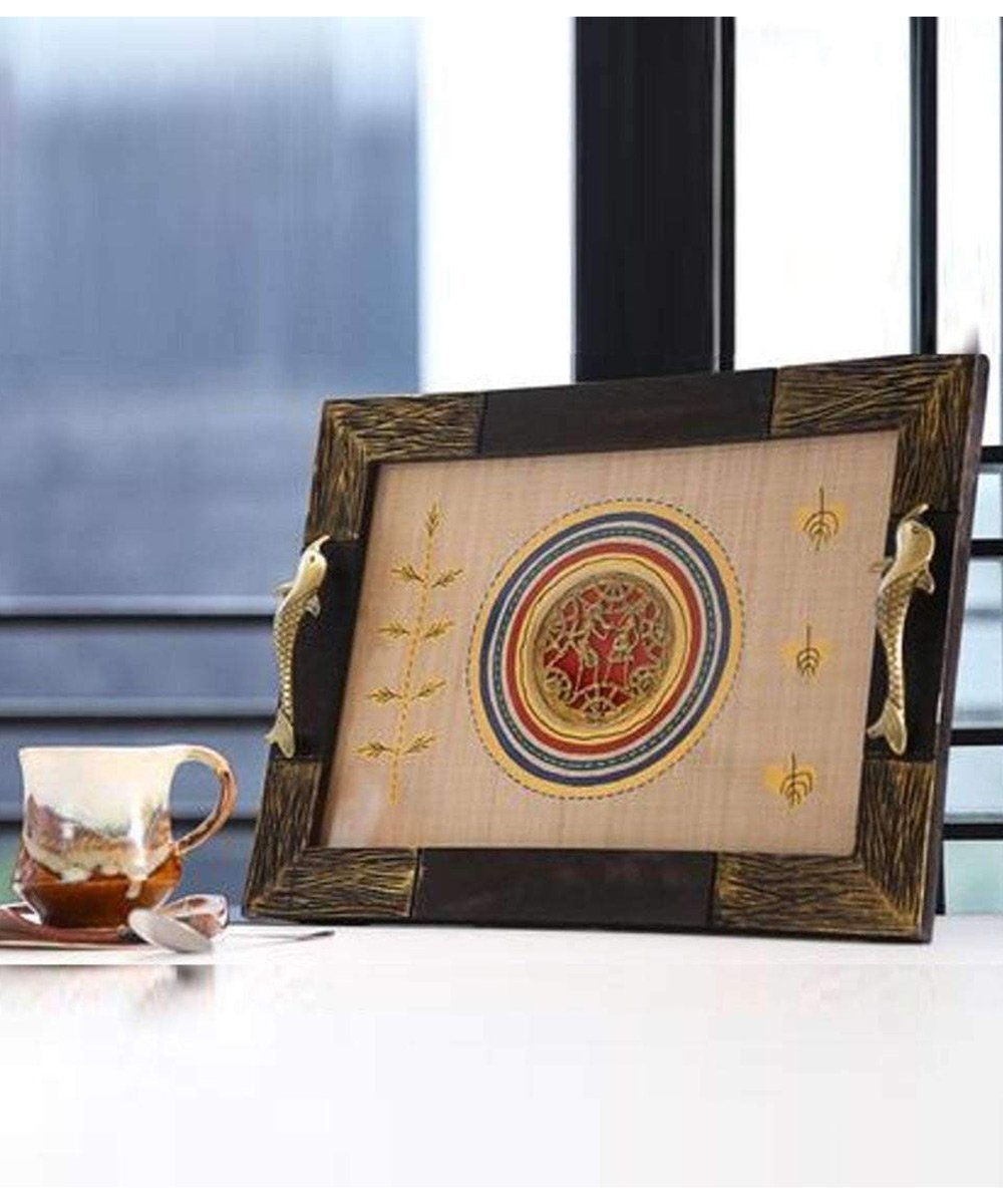 Handicraft Serving Tray - Hand Crafted Decorative Wooden Tray for Table Decor Gifts Items