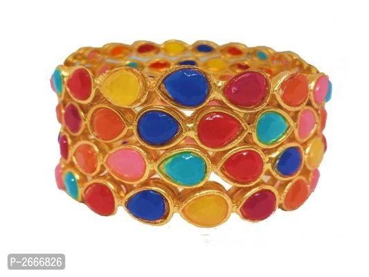 FSS Golden Multi Coloured Stylish Bangle Set Of 4