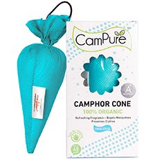 DST Mangalam Campure Original Camphor Cone - Car Air Freshener Mosquito - Insect Repellent 60g Pack Of 4