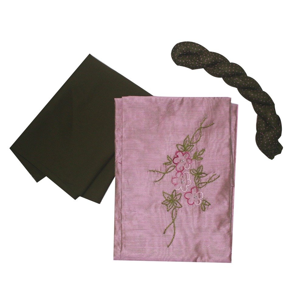 Pretty Churidar material, full set, Chantheri Silk top, Cotton bottom, Shiffon shall