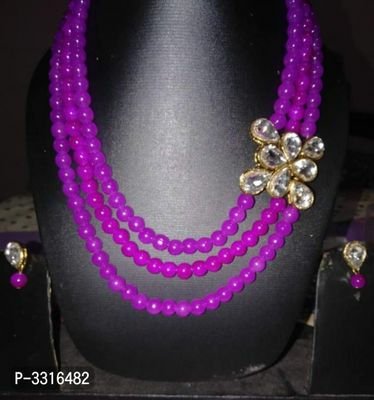 FSS Trending Magenta Multi Layered Kundan Necklace Set