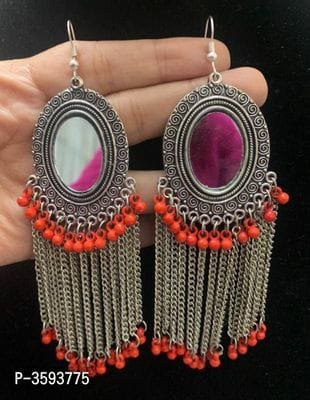 FSS Trendy Designer Oxidised Mirror Earrings