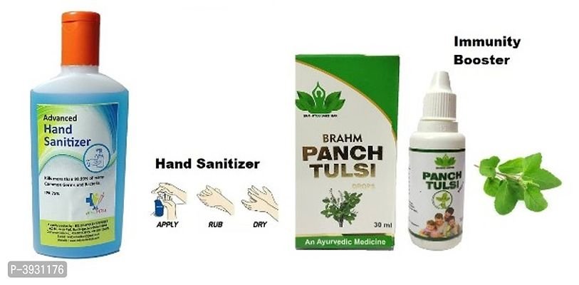 FSS Panch Tulsi Drops Ayurvedic Medicine Natural Immunity Booster 30ML And Hand Protection Gel