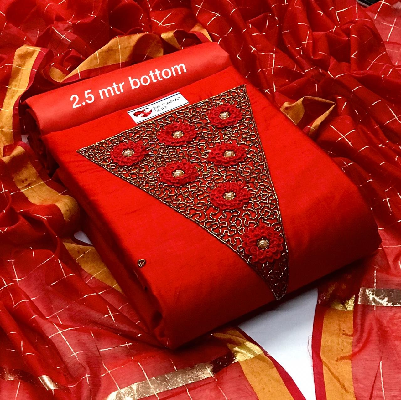 JKD Unstitchted Churidar Dress Material with embroidary work