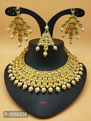 FSS Party Wear Gold Plated White Choker Jewelry Set