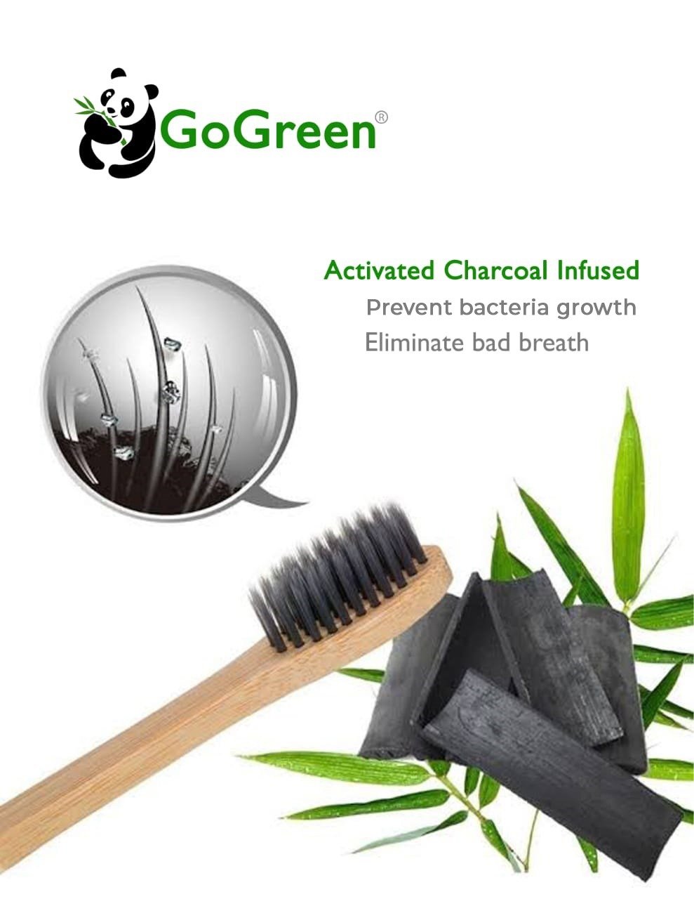 Eco-Friendly Bamboo tooth brush with Eco-friendly bamboo handle 5 Nos Pack