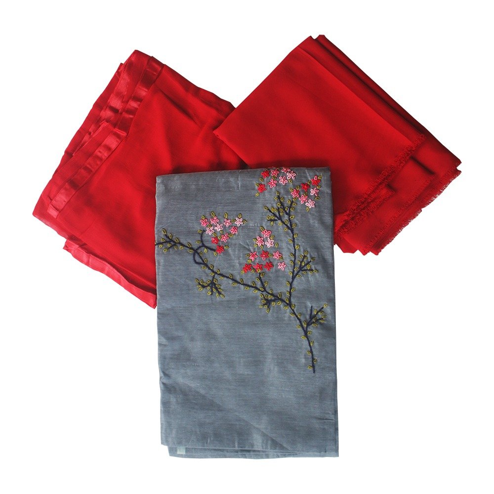 Gorgeous Churidar material, full set, Chantheri Silk top, Cotton bottom, Shiffon shall