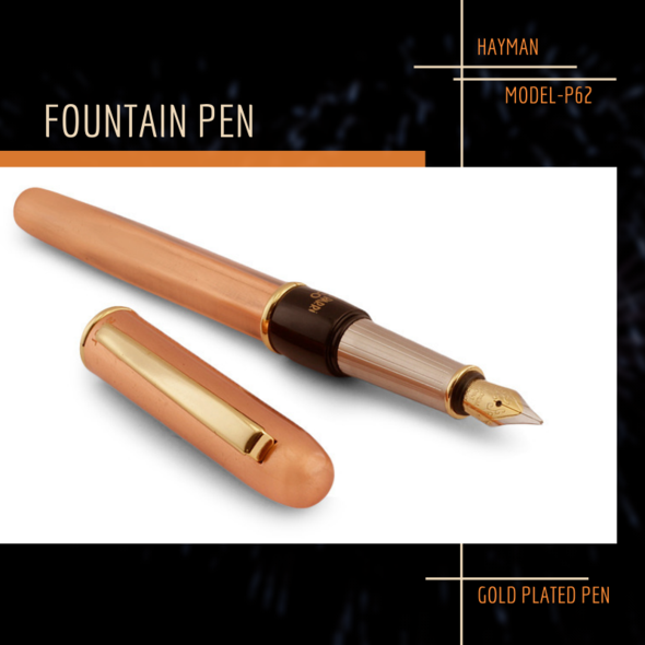 EHP Hayman Picasso Parri Gold Plated Fountain Pen with Box (P-62)