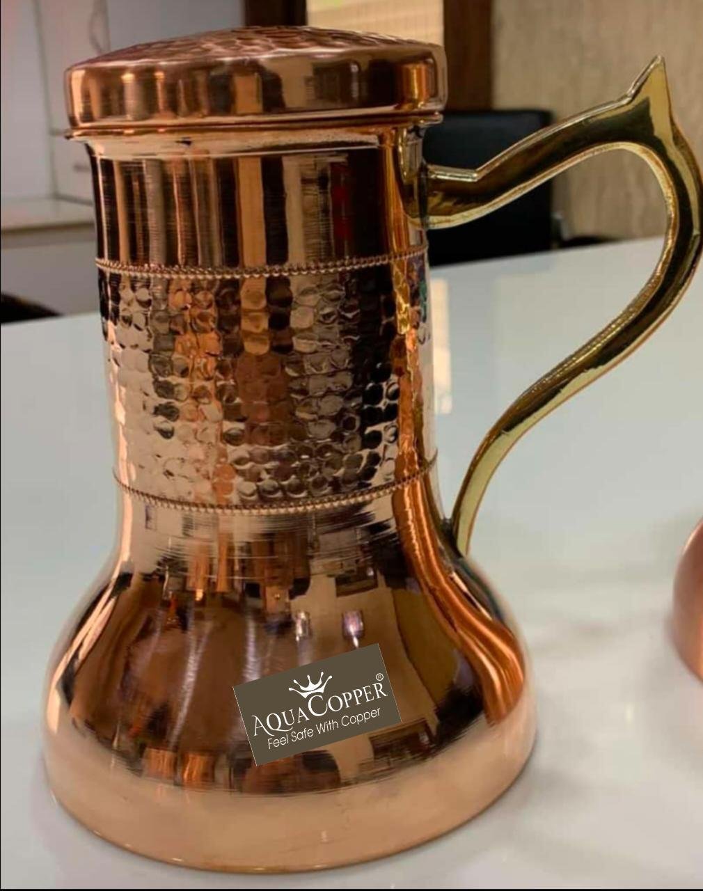 Aqua Copper Lily Sugar Pot with Handle