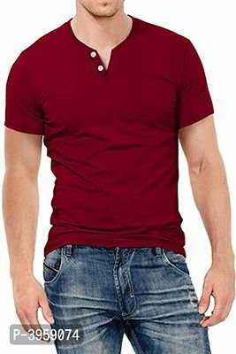 FSS Men's White Cotton Blend Solid Henley TEES