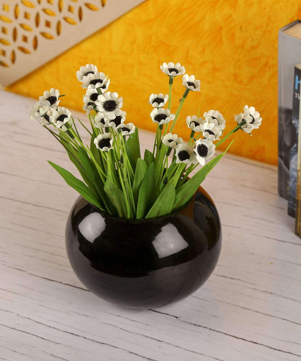 Ceramic Indoor Black Egg Planter  Handmade Decorative Pot For Home Decor