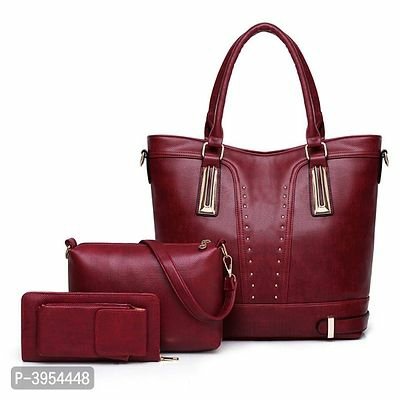 FSS Classy Red PU Bag For Women ( 3 Pieces)