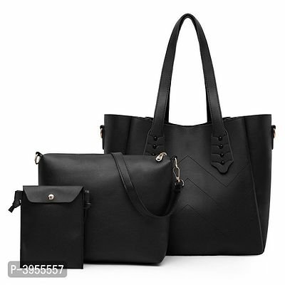 FSS Fabulous Black PU Bags For Women (3 Pieces )