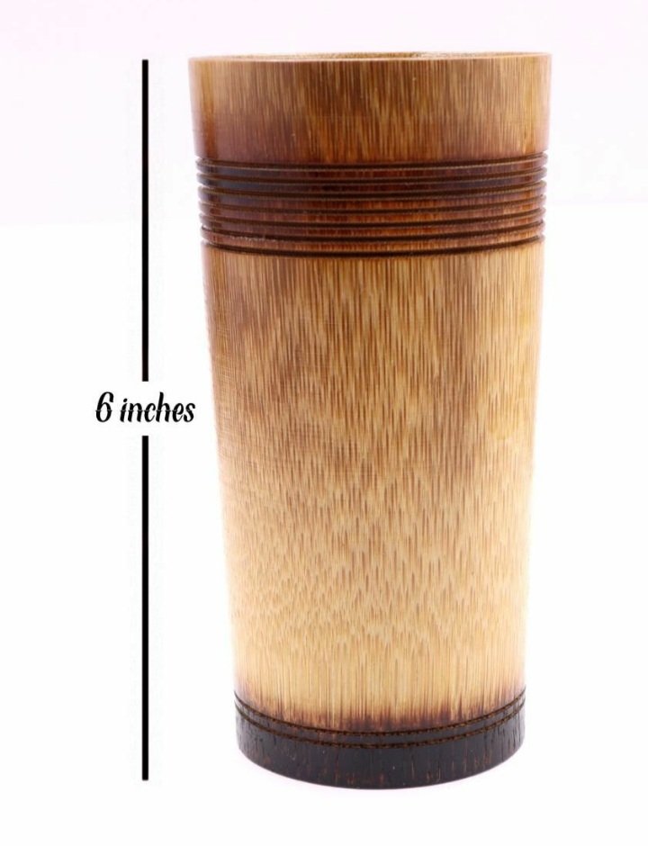Eco Friendly Decorated Beautiful Design Long Lasting Bamboo Beer Glass Pack Of 6