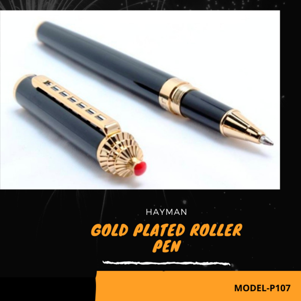 EHP Hayman Black 18 kt Gold Plated Roller Ball Pen with Box (P-107)