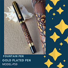 EHP Hayman Dikawen 24 CT Gold Plated Fountain Pen With Box (P-59)