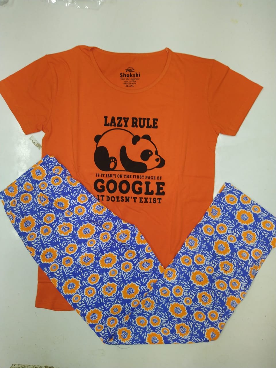 ELC Ladies night set in Dark Orage top and printed pants