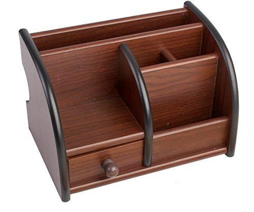 MasterSpiders Polished Multi-Functional Wooden Desk Organiser Pen StandPencil Stand with Drawer Stationery Stand for Office and Students use - Mobile Holder for Desk
