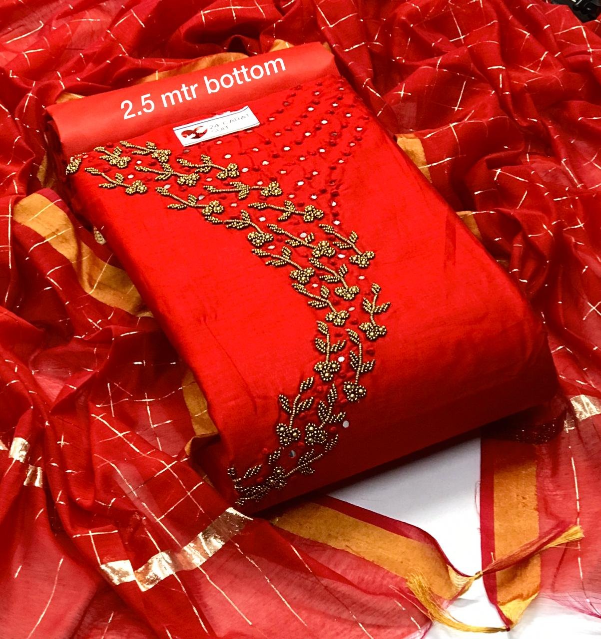 JKD Churidar Dress Material with work on chest