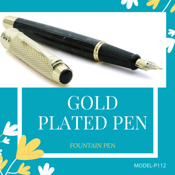 EHP Hayman Dikawen 24 ct Gold Plated Fountain Pen With Gift Box (P-112)